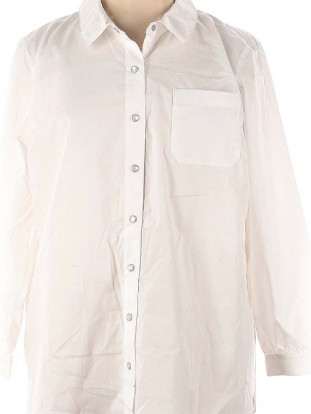 Isaac Mizrahi LIVE! White/Ivory Button-Front Women's L/S Shirt Plus Size 1X EUC